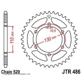 Звезда задняя (ведомая) JTR486 для мотоцикла стальная 4164627