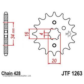 Звезда передняя, ведущая, JTF1263 для мотоцикла, стальная 4164661