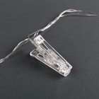 Гирлянда «Нить» 4.5 м с насадками «Прищепки», IP20, прозрачная нить, 20 LED, свечение тёплое белое, 220 В 4445721