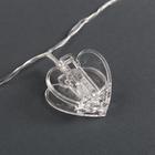 Гирлянда «Нить» 4.5 м с насадками «Прищепки-сердце», IP20, прозрачная нить, 20 LED, свечение тёплое белое, 220 В 4445735