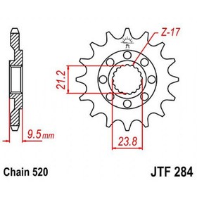 Звезда передняя, ведущая, JTF284 для мотоцикла, стальная 4164597