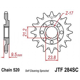 Звезда передняя, ведущая, JTF284 для мотоцикла, стальная с самоочисткой 4164598