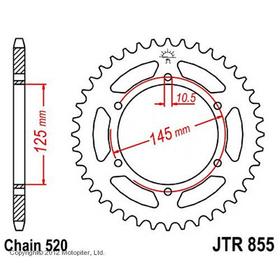 Звезда задняя, ведомая, JTR855 для мотоцикла стальная 4164766
