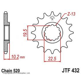 Звезда передняя (ведущая) JTF432 для мотоцикла, стальная 4164618