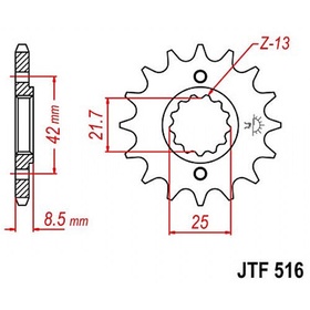 Звезда передняя (ведущая) JTF516 для мотоцикла, стальная 4164639