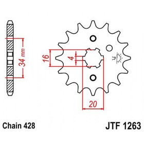 Звезда передняя, ведущая, JTF1263 для мотоцикла, стальная 4164660