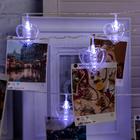 Гирлянда «Нить» 4.5 м с насадками «Прищепки-сердце», IP20, прозрачная нить, 20 LED, свечение белое, 220 В 4445734