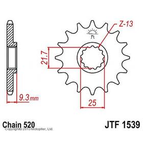 Звезда передняя, ведущая, JTF1539 для мотоцикла, стальная 4164677