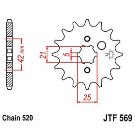 Звезда передняя, ведущая, JTF569 для мотоцикла, стальная 4164745