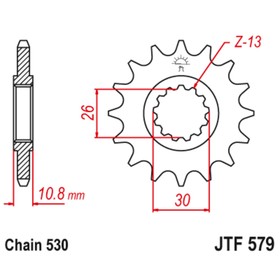 Звезда передняя, ведущая, JTF579 для мотоцикла, стальная 4164751