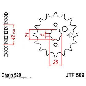 Звезда передняя, ведущая, JTF569 для мотоцикла, стальная 4164746