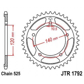 Звезда задняя, ведомая, JTR1792 для мотоцикла стальная 4164682