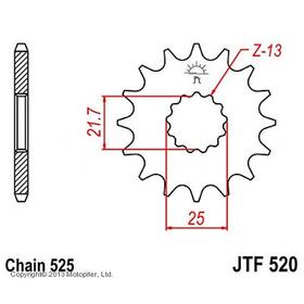 Звезда передняя (ведущая) JTF520 для мотоцикла, стальная 4164647