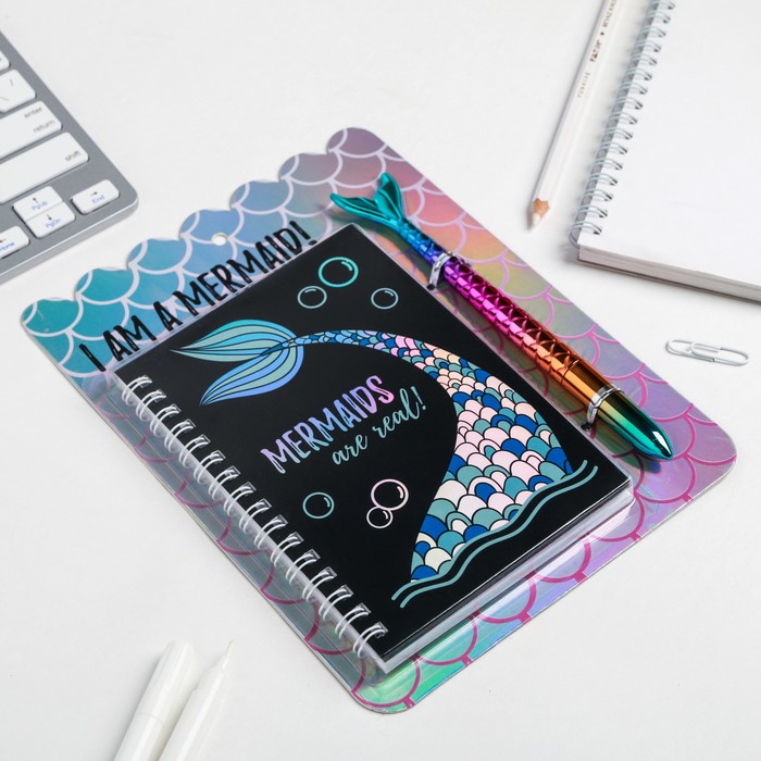 Набор: ежедневник голография и ручка I AM A MERMAID, 40 листов - фото 798374182