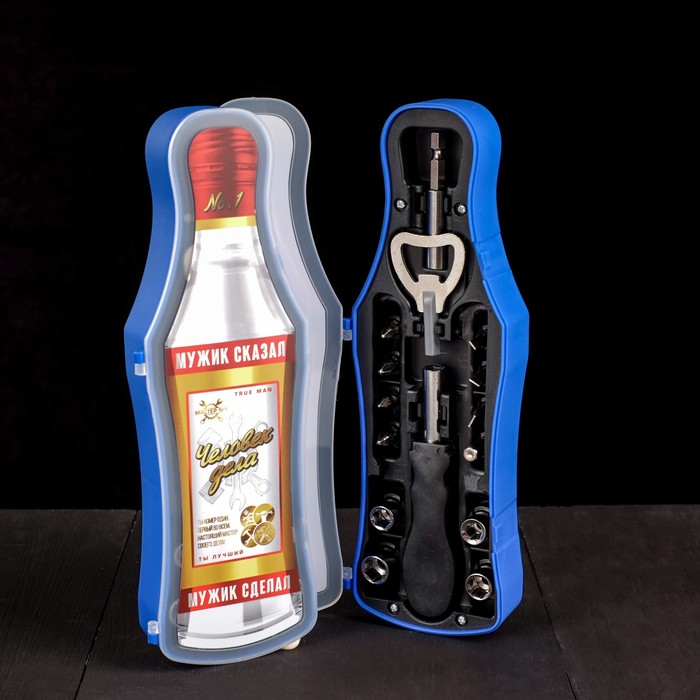 Набор инструментов в бутылке "Человек дела", подарочная упаковка