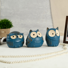 Souvenir ceramic piggy Bank "Sovushka" blue frosted set of 3 PCs 10х8х10 cm Souvenir ceramic piggy Bank "Sovushka" blue frosted set of 3 PCs 10х8х10 cm