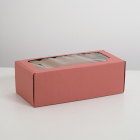 Коробка самосборная, с окном, розовая, 16 х 35 х 12 см  МИКС