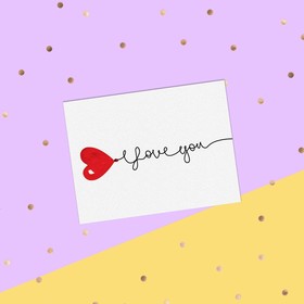 Postcard-compliment "I love you" red heart, 8 x 6 cm