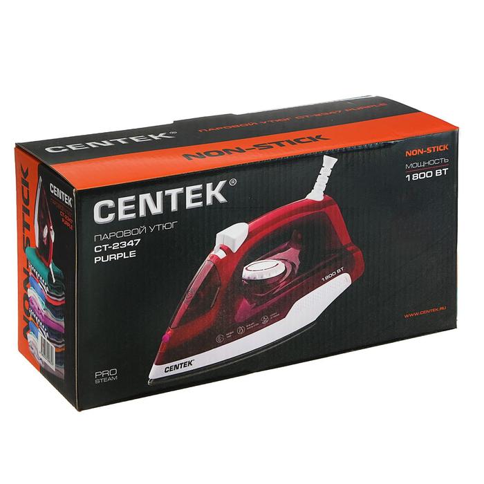 Утюг Centek CT-2347, 1800 Вт, антипригарная подошва, 45 г/мин, 200 мл, цвет пурпур 4724305 - фото 45977