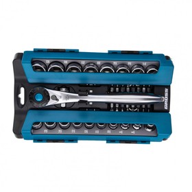 Набор торцевых головок Gross 14145, 36 предметов, трещотка 120 зубьев, 1/2", 3/8", CrV 4746942