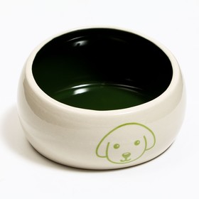 Миска керамическая со скошенным краем "Верный пес", 10,5 х 5,6 см, бело-зеленая