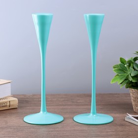 Candle holder glass "Narrow glass" mint set 2 PCs 28,5x10,5x10,5 cm