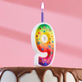 Свеча для торта "Цветное пламя", 12.3 см, цифра "9"