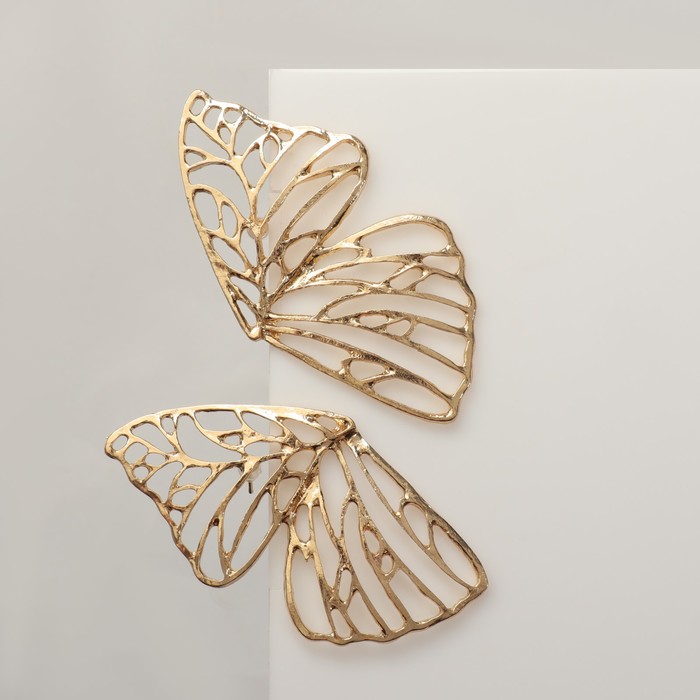 Серьги металл "Бабочки", цвет золото - фото 2145704