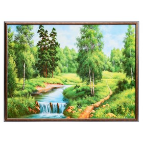 Картина "Лесной маленький водопад" 53х73 см