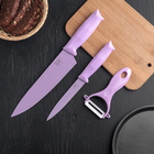 Набор ножей с антиналипающим покрытием Grape, керамическая овощечистка, цвет фиолетовый - фото 6652068