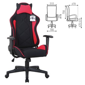 Кресло игровое BRABIX "GT Racer GM-101", подушка, ткань, черное/красное