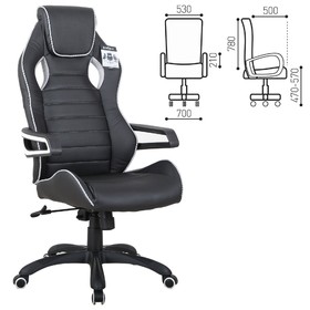 Кресло игровое BRABIX "Techno Pro GM-003", экокожа, черное/серое, вставки серые