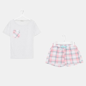 Комплект «Патио» женский (футболка, шорты) цвет серый/розовый, размер 48