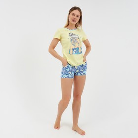 Комплект "Надежда" женский (футболка, шорты) цвет жёлтый/синий, размер 42