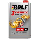 Масло моторное Rolf 5W30, 3-Synthetic, A3/B4, синтетическое, 1 л 4777638 - фото 91193