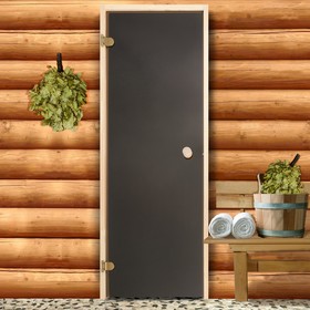 Дверь для бани и сауны, размер коробки 190 × 70 см, 6 мм, 2 петли, бронза матовая