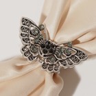 Кольцо для платка "Бабочка", цвет чёрно-серый в чернёном серебре - фото 2150838