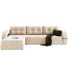Угловой диван «Элита 3», угол левый, пантограф, велюр, цвет селфи 01, подушки селфи 03 - фото 8054024