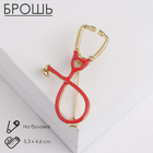Brooch "the Stethoscope", the color red in gold