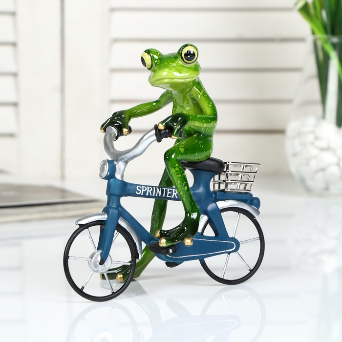 Сувенир полистоун лак "Лягушонок на велосипеде" 17х5,5х15,5 см - фото 4987868
