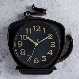 Часы настенные, серия: Кухня, "Кофейная кружка", коричневая,  26х24 см в Донецке