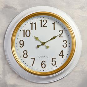 Wall clock, series: Classic, "KL" d=50 cm, white with patina, smooth running