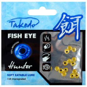 Приманка съедобная солёная Takedo «Окуневый глаз» 5 мм, аромат мотыль (набор 15 шт.)
