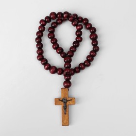 Чётки деревянные "Православные" с крестиком, 50 бусин, цвет красный