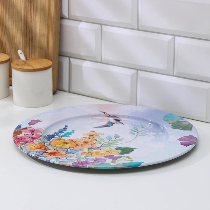 Поднос «Птицы», d=33 см, металлический - фото 798395605