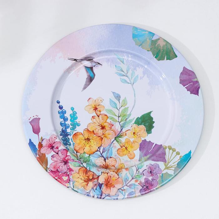 Поднос «Птицы», d=33 см, металлический - фото 798395606