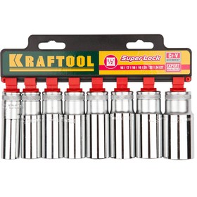 Набор торцевых головок Kraftool 27865-h8_z01, 8 предметов, удлиненные, 16-27 мм, 1/2" 4791142