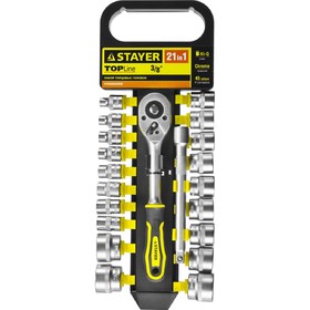 Набор торцевых головок STAYER 27752-H21, 21 предмет, 6-24 мм, 3/8", трещотка, удлинитель 4791163