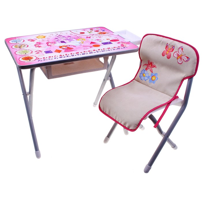 Набор детской мебели "Принцессы" складной: стол, стул, цвет серебристый