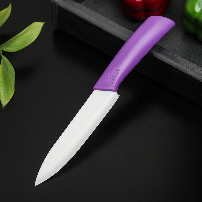 Нож кухонный керамический «Симпл», лезвие 12,5 см, ручка soft touch, цвет МИКС - фото 50867